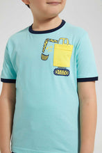 تنزيل الصورة على معرض الصور، Redtag-Blue-Digger-Pocket-T-Shirt-Graphic-T-Shirts-Boys-2 to 8 Years
