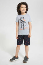تنزيل الصورة على معرض الصور، Redtag-Grey-T-Rex-Chest-Print-T-Shirt-Graphic-T-Shirts-Boys-2 to 8 Years
