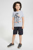 Redtag-Grey-T-Rex-Chest-Print-T-Shirt-Graphic-T-Shirts-Boys-2 to 8 Years