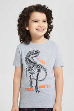 تنزيل الصورة على معرض الصور، Redtag-Grey-T-Rex-Chest-Print-T-Shirt-Graphic-T-Shirts-Boys-2 to 8 Years
