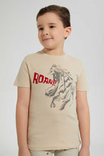 Load image into Gallery viewer, Redtag-Beige-Ss-Lion-Graphic-T-Shirt-Graphic-Prints-Boys-2 to 8 Years
