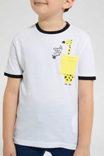 تنزيل الصورة على معرض الصور، Redtag-White-Giraffe-Pocket-T-Shirt-Graphic-T-Shirts-Boys-2 to 8 Years
