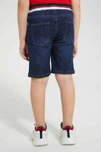 Redtag-Midwash-Ribbed-Waistband-Short-Denim-Shorts-Boys-2 to 8 Years