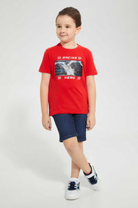 Redtag-Midwash-Ribbed-Waistband-Short-Denim-Shorts-Boys-2 to 8 Years