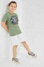 تنزيل الصورة على معرض الصور، Redtag-White-Ribbed-Waistband-Short-Denim-Shorts-Boys-2 to 8 Years
