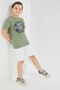 Redtag-White-Ribbed-Waistband-Short-Denim-Shorts-Boys-2 to 8 Years