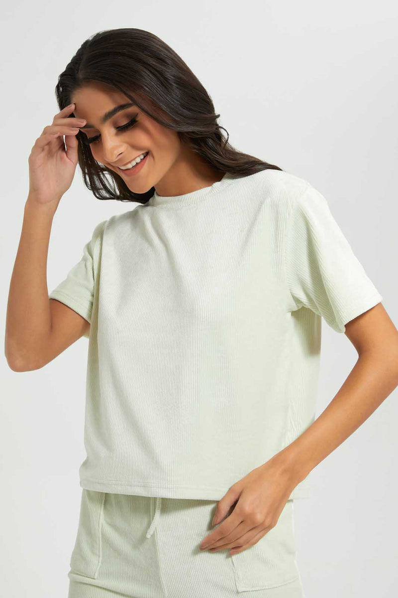 Redtag-Mint-Drop-Needle-Velvet-T-Shirt-Loungewear-T-Shirts-Women's-