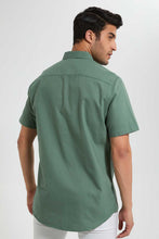 تنزيل الصورة على معرض الصور، Redtag-Green-S/S-Oxford-Shirt-Casual-Shirts-Men&#39;s-
