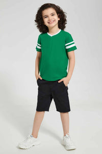 Redtag-2Pk-White-And-Green-V-Neck-T-Shirt-V-Neck-T-Shirts-Boys-2 to 8 Years