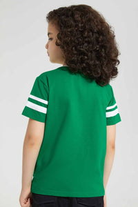 Redtag-2Pk-White-And-Green-V-Neck-T-Shirt-V-Neck-T-Shirts-Boys-2 to 8 Years