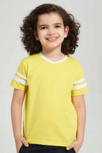 Load image into Gallery viewer, Redtag-2Pk-Grey-And-Yellow-V-Neck-T-Shirt-V-Neck-T-Shirts-Boys-2 to 8 Years

