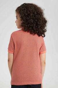 Redtag-Pink-Triangle-Print-Collar-Stand-Polo-Polo-Shirts-Boys-2 to 8 Years