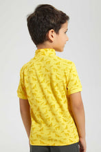 Load image into Gallery viewer, Redtag-Yellow-Leopard-Print-Collar-Stand-Polo-Polo-Shirts-Boys-2 to 8 Years
