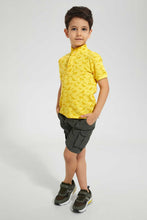 Load image into Gallery viewer, Redtag-Yellow-Leopard-Print-Collar-Stand-Polo-Polo-Shirts-Boys-2 to 8 Years
