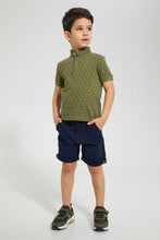 تنزيل الصورة على معرض الصور، Redtag-Dark-Green-Cactus-Print-Collar-Stand-Polo-Polo-Shirts-Boys-2 to 8 Years
