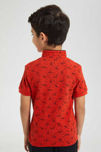 Load image into Gallery viewer, Redtag-Red-Lightning-Print-Collar-Stand-Polo-Polo-Shirts-Boys-2 to 8 Years
