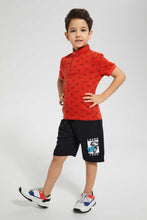 Load image into Gallery viewer, Redtag-Red-Lightning-Print-Collar-Stand-Polo-Polo-Shirts-Boys-2 to 8 Years
