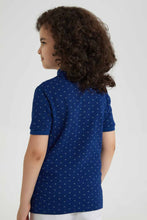Load image into Gallery viewer, Redtag-Navy-Print-Collar-Stand-Polo-Polo-Shirts-Boys-2 to 8 Years
