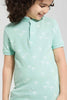 Redtag-Mint-Palm-Print-Collar-Stand-Polo-Polo-Shirts-Boys-2 to 8 Years