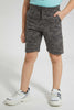 Redtag-Dark-Grey-Shark-Print-Short-Active-Shorts-Boys-2 to 8 Years