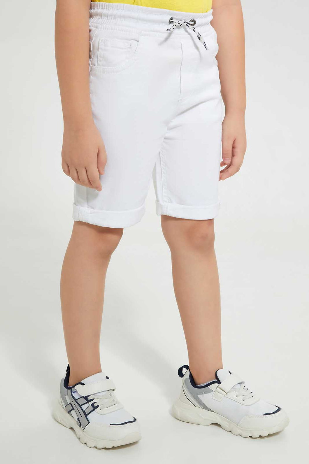 Redtag-White-Twill-5-Pocket-Western-Short-Denim-Shorts-Boys-2 to 8 Years