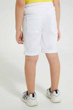 تنزيل الصورة على معرض الصور، Redtag-White-Twill-5-Pocket-Western-Short-Denim-Shorts-Boys-2 to 8 Years
