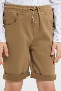 Redtag-Khaki-Twill-5-Pocket-Western-Short-Denim-Shorts-Boys-2 to 8 Years