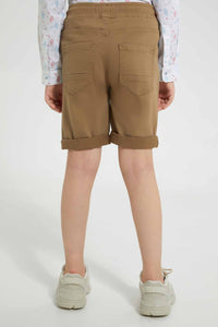 Redtag-Khaki-Twill-5-Pocket-Western-Short-Denim-Shorts-Boys-2 to 8 Years