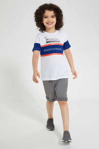 Redtag-Grey-Twill-5-Pocket-Western-Short-Denim-Shorts-Boys-2 to 8 Years