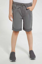 Load image into Gallery viewer, Redtag-Grey-Twill-5-Pocket-Western-Short-Denim-Shorts-Boys-2 to 8 Years
