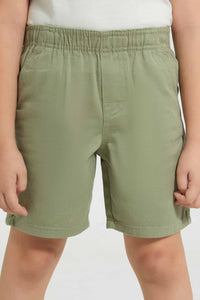 Redtag-Olive-Twill-Balloon-Short-Denim-Shorts-Boys-2 to 8 Years