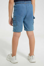 Load image into Gallery viewer, Redtag-Lightwash-Chambray-Cargo-Short-Denim-Shorts-Boys-2 to 8 Years
