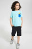 Redtag-Black-Cargo-Pocket-Pullon-Short-Pull-On-Shorts-Boys-2 to 8 Years