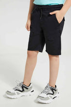 Load image into Gallery viewer, Redtag-Black-Cargo-Pocket-Pullon-Short-Pull-On-Shorts-Boys-2 to 8 Years
