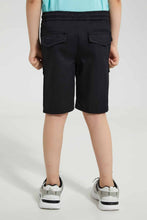 Load image into Gallery viewer, Redtag-Black-Cargo-Pocket-Pullon-Short-Pull-On-Shorts-Boys-2 to 8 Years
