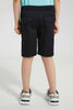 Redtag-Black-Cargo-Pocket-Pullon-Short-Pull-On-Shorts-Boys-2 to 8 Years