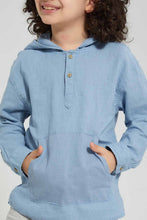 تنزيل الصورة على معرض الصور، Redtag-Blue-Hooded-Shirt-Casual-Shirts-Boys-2 to 8 Years
