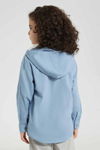 Redtag-Blue-Hooded-Shirt-Casual-Shirts-Boys-2 to 8 Years