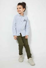 Load image into Gallery viewer, Redtag-Blue-Micro-Check-Double-Collar-Shirt-Casual-Shirts-Boys-2 to 8 Years
