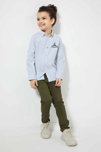 Redtag-Blue-Micro-Check-Double-Collar-Shirt-Casual-Shirts-Boys-2 to 8 Years