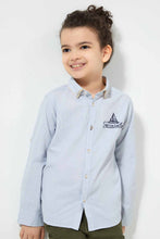 Load image into Gallery viewer, Redtag-Blue-Micro-Check-Double-Collar-Shirt-Casual-Shirts-Boys-2 to 8 Years
