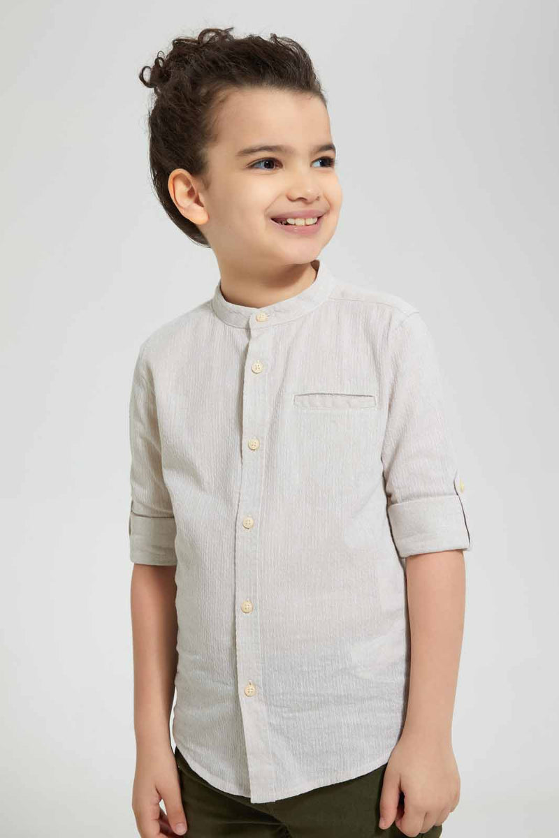 Redtag-Stone-Dobby-Ls-Shirt-Casual-Shirts-Boys-2 to 8 Years