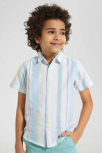 Load image into Gallery viewer, Redtag-White-Oxford-Stripe-Short-Sleeve-Casual-Shirts-Boys-2 to 8 Years
