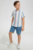 Redtag-Mint-Oxford-Stripe-Short-Sleeve-Casual-Shirts-Boys-2 to 8 Years