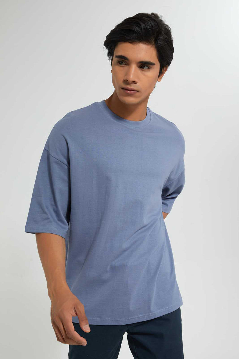 Redtag-Blue-Solid-T-Shirt-With-Scoop-Heim-Plain-Men's-