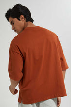 تنزيل الصورة على معرض الصور، Redtag-Rust-Solid-T-Shirt-With-Scoop-Heim-Plain-Men&#39;s-
