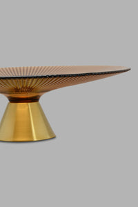 Redtag-Gold-Ribbed-Glass-Platter-With-Gold-Metal-Vase-Platter-Home-Decor-