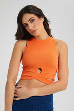 Load image into Gallery viewer, Redtag-Orange-Jersey-Cut-Away-Top-Plain-Women&#39;s-
