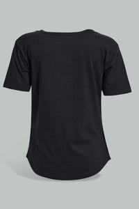 Redtag-Black-Organic-V-Neck-T-Shirt-Plain-Women's-