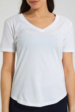 Load image into Gallery viewer, Redtag-White-Organic-V-Neck-T-Shirt-Plain-Women&#39;s-
